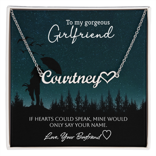 To My Gorgeous Girlfriend - Custom Name Necklace With Heart