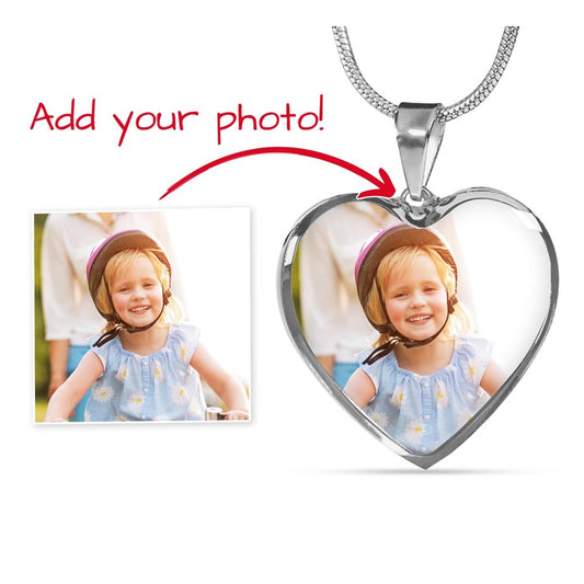 Custom Image and Engraved Message or Name Heart Necklace