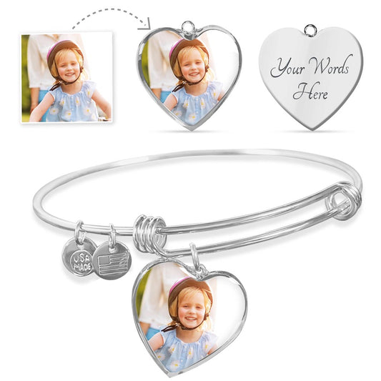 Heart Bangle Bracelet With Custom Image